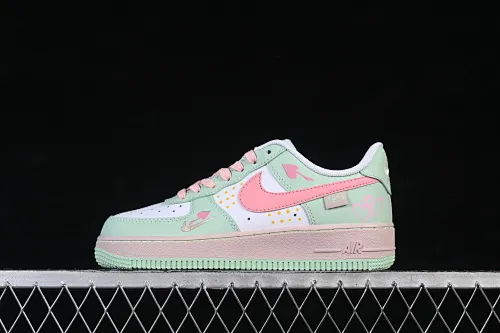 All categories Nk Air Force 1 Air Force series Nk Air Force 1 Low Air Force low top Nike Air Force 1'07 Low "Mint & Pink Sweetheart" Hand-painted graffiti Green and pink sweetheart Air Force 1 low-top casual sneakers DB3301-909